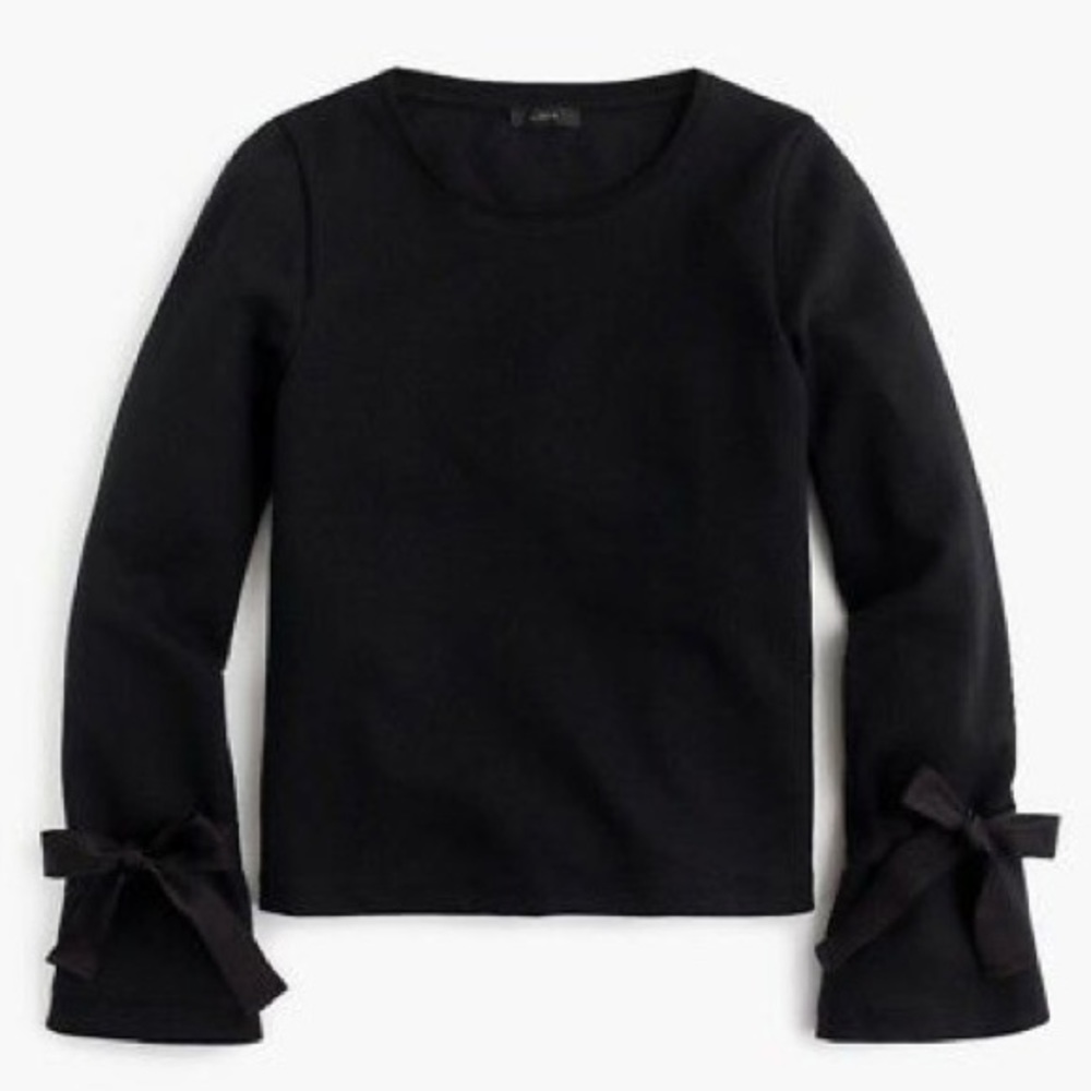 J.CREW Bell Sleeve Black Ribbon Detail Sweatshirt